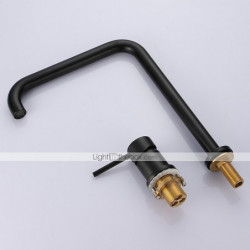 Black Brass Kitchen Tap: Single Handle, Two Holes, Widespread Painted Finish, Hot/Cold Water Sink Tap