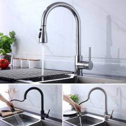 Modern Contemporary Kitchen Tap: Single Handle, One Hole, Chrome/Nickel Brushed/Electroplated, Pull-Out/Pull-Down/Standard Spout