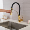 Pull-Down Sink Mixer Tap: 360 Swivel, Flexible Tube Pipe, Brass, Single Handle, Hot/Cold Water Hose