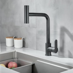 Waterfall Kitchen Tap: 2023 Centerset Design, 3-in-1 Multi-Functional, Single Handle, One Hole, Pull-Out Cylinder Spout, Ceramic