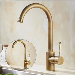 Retro Vintage Kitchen Tap: Single Handle, One Hole, Electroplated, Pull-Out/Pull-Down, Centerset