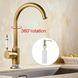 Retro Vintage Kitchen Tap: Single Handle, One Hole, Electroplated, Pull-Out/Pull-Down, Centerset