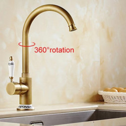 Retro Vintage Kitchen Tap: Single Handle, One Hole, Electroplated, Pull-Out/Pull-Down, Centerset