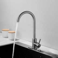 Multi-Function Kitchen Tap: Stainless Steel, Deck Mounted, Nickel Brushed, Rotatable, Hot/Cold Switch