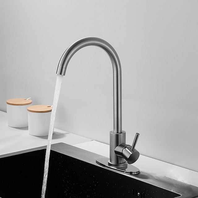 Multi-Function Kitchen Tap: Stainless Steel, Deck Mounted, Nickel Brushed, Rotatable, Hot/Cold Switch