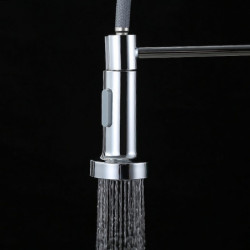 Stainless Steel Kitchen Tap: Single Handle, Pull-Down Sprayer, Spring Design, Brushed Nickel, 304 Stainless Steel