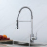 Stainless Steel Kitchen Tap: Single Handle, Pull-Down Sprayer, Spring Design, Brushed Nickel, 304 Stainless Steel