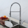 Stainless Steel Kitchen Tap: Single Handle, Pull-Down Sprayer, Spring Design, Brushed Nickel, 304 Stainless Steel