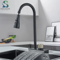 Big Waterfall Black Kitchen Tap Single Lever Hot Cold Mixer Tap Rotatable Sink Tap Gray New for Kitchen