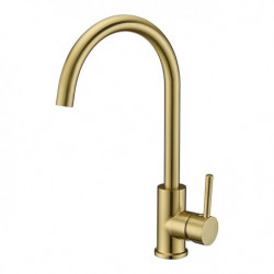 Contemporary Zinc Alloy Kitchen Tap: Single Handle, Golden, One Hole, Rotatable, Electroplated, Centerset, Hot/Cold Water
