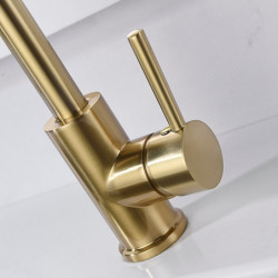 Contemporary Zinc Alloy Kitchen Tap: Single Handle, Golden, One Hole, Rotatable, Electroplated, Centerset, Hot/Cold Water