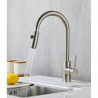 High Arc Spring Kitchen Tap: Stainless Steel, Pull-Out Sprayer, Grey, 360° Swivel, Single Handle, Deck Mounted, One Hole