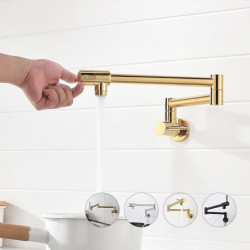 Contemporary Pot Filler Kitchen Tap: Two Handles, One Hole, Electroplated Centerset