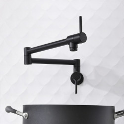 Contemporary Pot Filler Kitchen Tap: Two Handles, One Hole, Electroplated Centerset