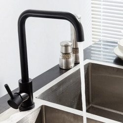 Stainless Steel Kitchen Sink Mixer Tap: 360° Swivel, Single Handle, Deck Mounted, Hot and Cold Water Hose, Vessel Design