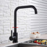 Stainless Steel Kitchen Sink Mixer Tap: 360° Swivel, Single Handle, Deck Mounted, Hot and Cold Water Hose, Vessel Design