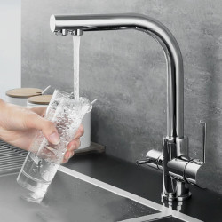 Black White Brass Luxury Pure Water Kitchen Tap Dual Handle Hot and Cold Drinking Water 3-way Filter Kitchen Mixer Taps