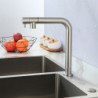 Contemporary Kitchen Tap: Single Handle, One Hole, Stainless Steel, Pull-Out/Pull-Down, Hot or Cold Water Only