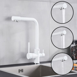 Black White Brass Luxury Pure Water Kitchen Tap Dual Handle Hot and Cold Drinking Water 3-way Filter Kitchen Mixer Taps