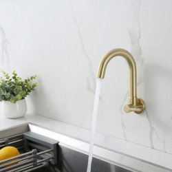 Wall Mounted Bar/Prep Kitchen Tap: Single Handle, One Hole, Chrome/Nickel Brushed/Painted Finishes, Contemporary Design, Hot or 