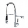 High Arc Spring Kitchen Tap with Dual Spout: Pull-Out Sink Mixer, Single Handle, 360° Swivel Sprayer, Hot and Cold Water Hose