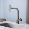 Waterfall Kitchen Tap: 2023 Centerset Design, 3-in-1 Multi-Functional, Single Handle, One Hole, Pull-Out Cylinder Spout, Ceramic