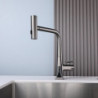 Waterfall Kitchen Tap: 2023 Centerset Design, 3-in-1 Multi-Functional, Single Handle, One Hole, Pull-Out Cylinder Spout, Ceramic