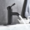 Rozin Matte Black Basin Tap Deck Mounted Single Lever Bathroom Crane Waterfall Brass Bathroom Tap Hot Cold Water Mixer Taps