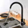 Black Kitchen Sink Mixer Tap with Pull-Out Sprayer: 360° Swivel, Single Handle, Deck Mounted, One Hole, Brass, Water Vessel Tap