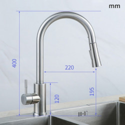 Stainless Steel Kitchen Sink Mixer Tap with Pull-Out Spray: 360° Rotating, Single Handle, Pull-Down, Deck Mounted, Kitchen Vesse