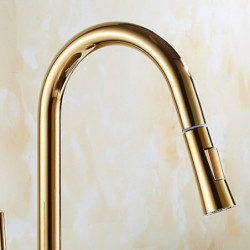 Single Handle Kitchen Tap: One Hole, Electroplated, Pull-Out/Pull-Down, Tall/High Arc, Free Standing