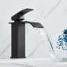 Rozin Matte Black Basin Tap Deck Mounted Single Lever Bathroom Crane Waterfall Brass Bathroom Tap Hot Cold Water Mixer Taps