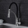 Brush Nickel Kitchen Tap Set: Single Handle, One Hole, Pull-Out Centerset, Brass, with Supply Lines