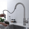 Touchless Sensor Kitchen Sink Tap: Stainless Steel, Pull-Out Sprayer, Touch-On, Single Handle, Pull-Down, 2 Modes, Fingerprint R