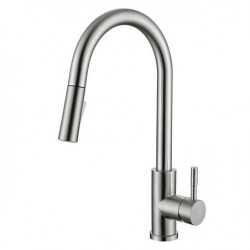 Touchless Sensor Kitchen Sink Tap: Stainless Steel, Pull-Out Sprayer, Touch-On, Single Handle, Pull-Down, 2 Modes, Fingerprint R