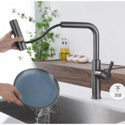Waterfall Kitchen Tap with Pull-Out Spray: 2023 Centerset, 3-in-1 Multi-Functional, Single Handle, One Hole, Pull-Out Cylinder S