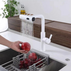 Waterfall Kitchen Tap with Pull-Out Spray: 2023 Centerset, 3-in-1 Multi-Functional, Single Handle, One Hole, Pull-Out Cylinder S