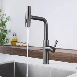 Waterfall Kitchen Tap with Pull-Out Spray: 2023 Centerset, 3-in-1 Multi-Functional, Single Handle, One Hole, Pull-Out Cylinder S