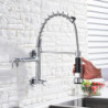 Wall Mounted Kitchen Tap with Pull-Out Sprayer: Cold Water Only, 360° Swivel Spout, Brass, Chrome