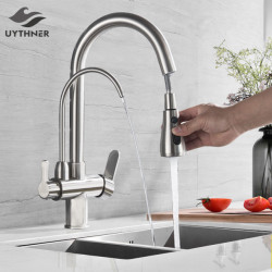 Water Filter Tap kitchen Taps Dual Handle Filter Tap Mixer 360 Degree rotation Water Purification Feature Taps