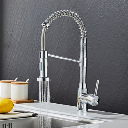 Flexible Spray Kitchen Tap with Dishcloth Holder: 2 Modes, Modern Contemporary Centerset, Single Handle, One Hole, Pull-Out/Pull