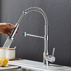 Flexible Spray Kitchen Tap with Dishcloth Holder: 2 Modes, Modern Contemporary Centerset, Single Handle, One Hole, Pull-Out/Pull