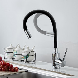 Universal Kitchen Tap with Pull-Out Sprayer: Single Handle, One Hole, Centerset, Modern Contemporary