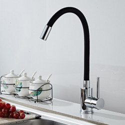 Universal Kitchen Tap with Pull-Out Sprayer: Single Handle, One Hole, Centerset, Modern Contemporary