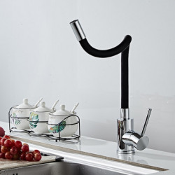 Universal Kitchen Tap with Pull-Out Sprayer: Single Handle, One Hole, Centerset, Modern Contemporary