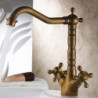 Classic Utility Sink Tap: Black/Gold, Centerset, High Arc, Two Handles, One Hole, Wash Basin, Hot and Cold Water Switch, Oil Rub