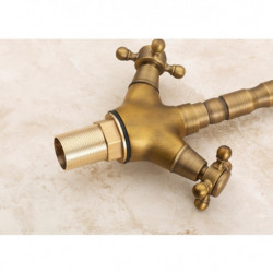 Classic Utility Sink Tap: Black/Gold, Centerset, High Arc, Two Handles, One Hole, Wash Basin, Hot and Cold Water Switch, Oil Rub