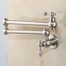 Wall Mounted Pot Filler Kitchen Tap: Brass, Foldable