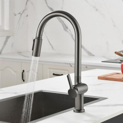 Modern Contemporary Kitchen Tap: Single Handle, One Hole, Chrome/Nickel Brushed/Electroplated, Pull-Out/Pull-Down, Tall/High Arc