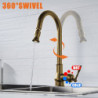 Antique Kitchen Tap Sink Mixer with Sprayer: Pull-Out, 360° Swivel, Single Handle, One Hole, Pull-Down, Deck Mounted, Hot and Co